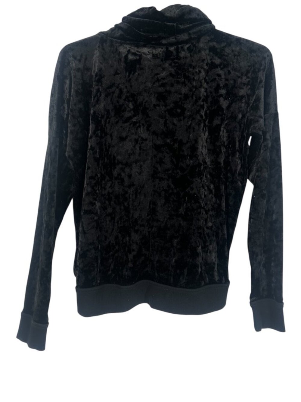 Betsey Johnson Hoodie Women's S Black Crushed Velvet Pullover Y2K Loungewear - Picture 3 of 7